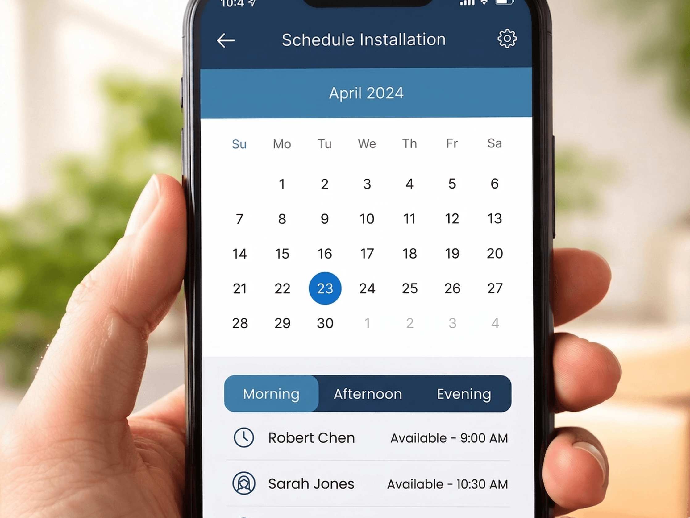 Minimalist digital calendar interface on a tablet screen